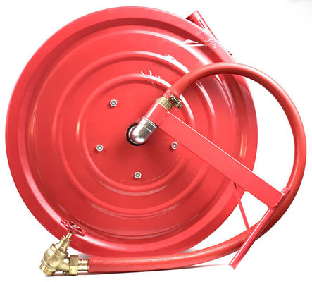 Safety Fire Hose Reel 30m Firefighter Water Hose With Sprinkler Nozzle